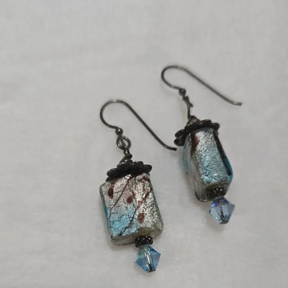 Sterling Silver and Dichoric Glass Earrings